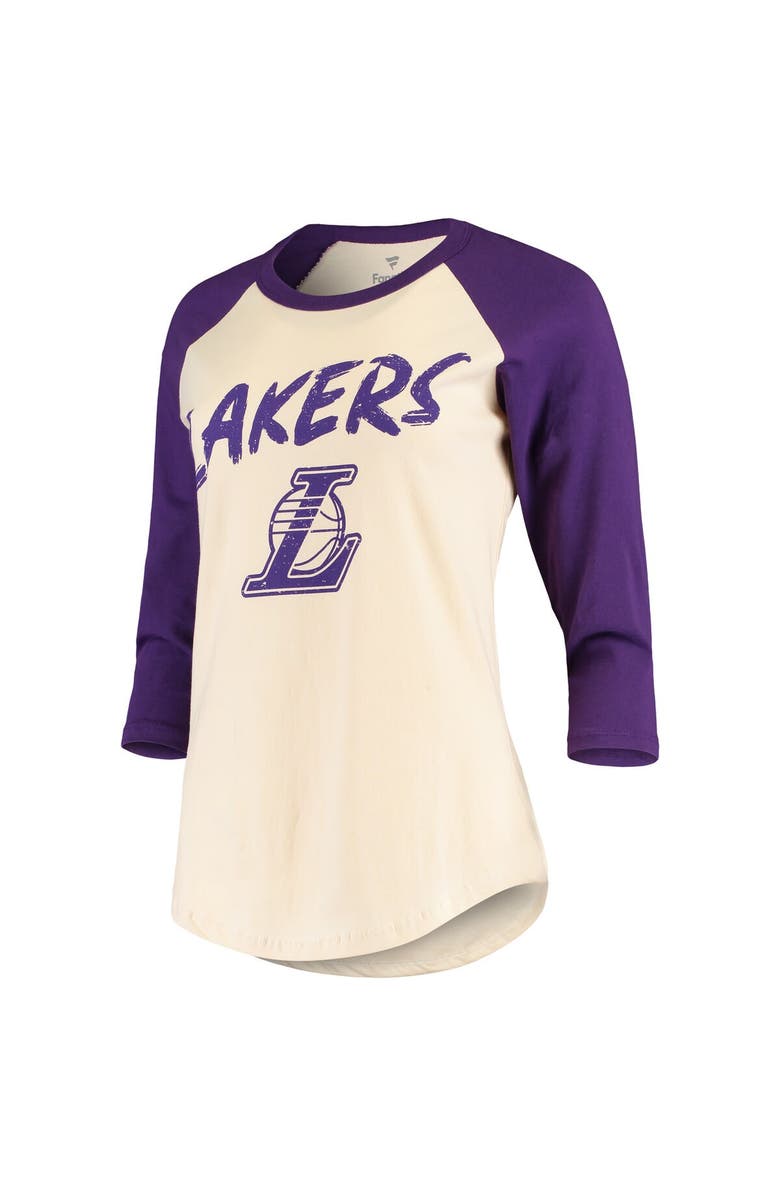 FANATICS Women's Fanatics Branded Anthony Davis Cream Los Angeles Lakers Raglan 3/4-Sleeve T-Shirt, Alternate, color, Cream