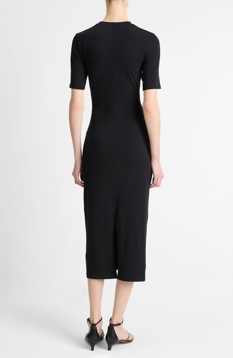 Vince Short Sleeve Midi Dress, Alternate, color, Black