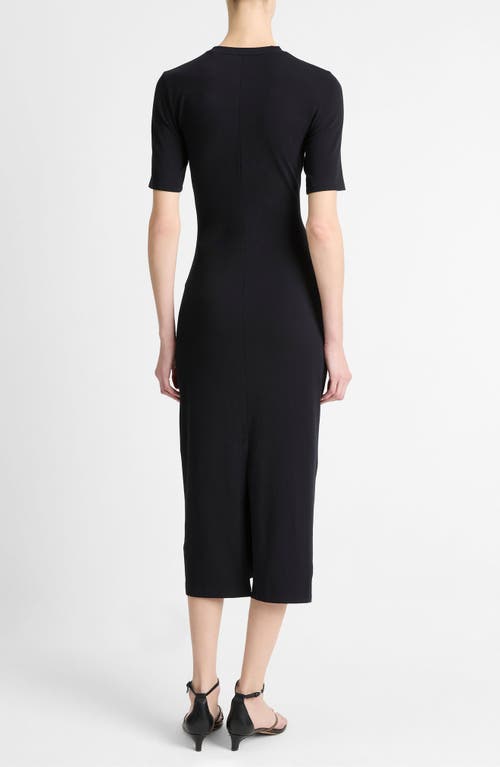 Vince Short-sleeve Side Drape Midi Dress In Coastal