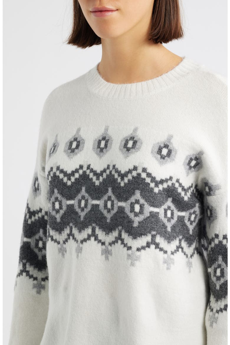 Fair Isle Crewneck Sweater, Alternate, color, ANTIQUE WHITE