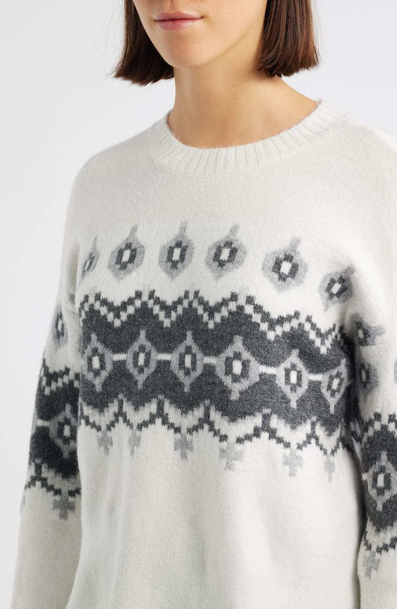 Vince Camuto Fair Isle Crewneck Sweater, Alternate, color, Antique White