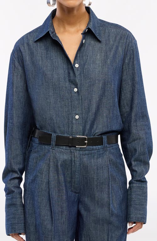 Another Tomorrow Chambray Shirt In Dark Blue