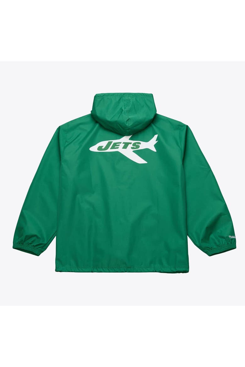 Men's Mitchell & Ness Green New York Jets Coaches Full-Snap Hooded Windbreaker Jacket, Alternate, color, Green