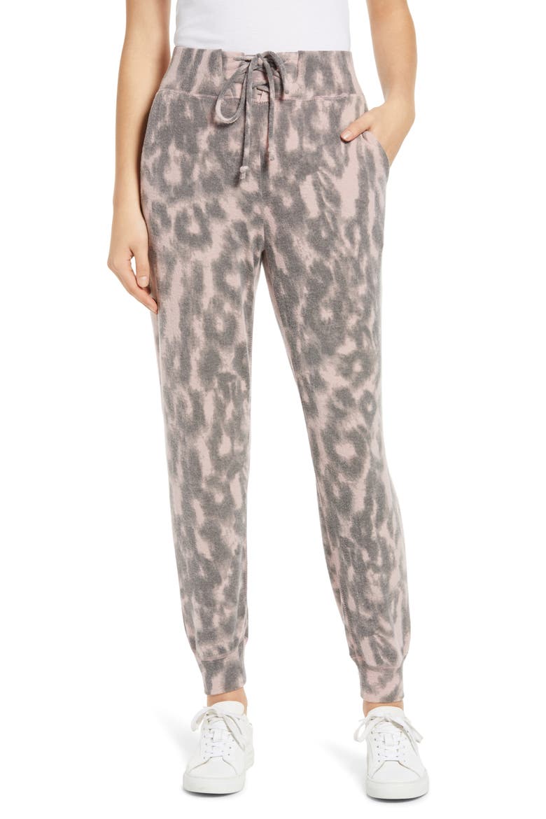 Leopard Print Joggers, Main, color, SOFT N EASY