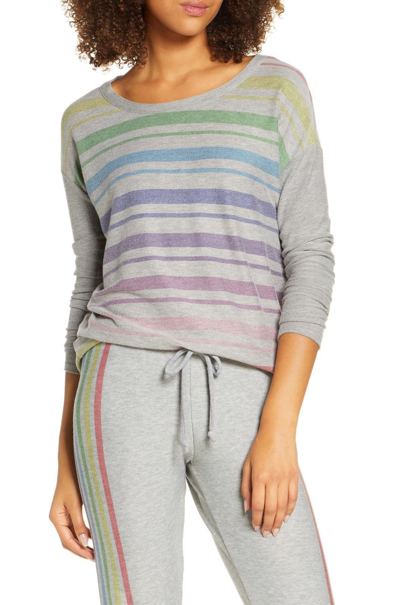 Chaser Rainbow Stripe Cozy Pullover, Main, color, 