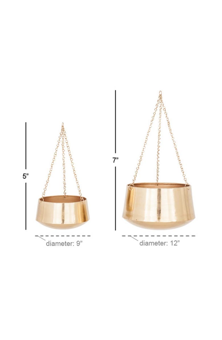 VIVIAN LUNE HOME Goldtone Metal Indoor & Outdoor Hanging Dome Wall Planter with Chain - Set of 2, Alternate, color, 