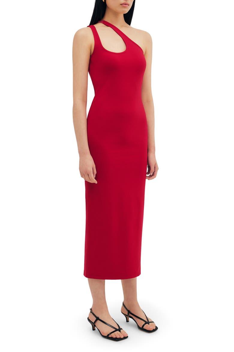 Norwood One-Shoulder Midi Dress, Alternate, color, RED