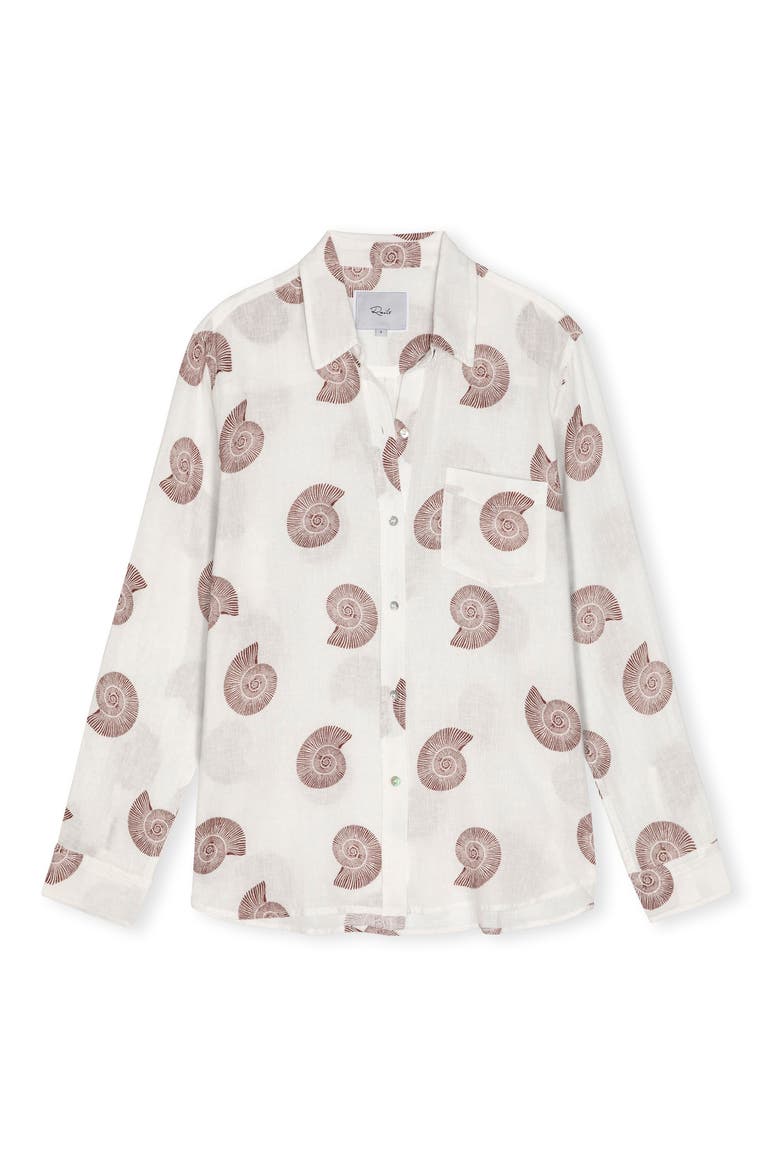 Charli Seashell Print Button-Up Shirt, Alternate, color, SPIRAL SHELLS