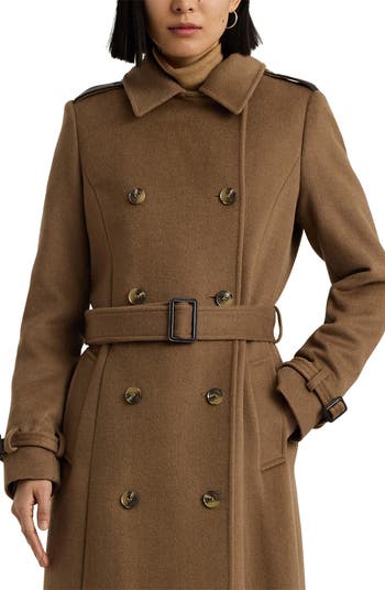 louren ローレン/Oversize wool trench coat Lauren Ralph Lauren Double Breasted Wool Blend Trench Coat