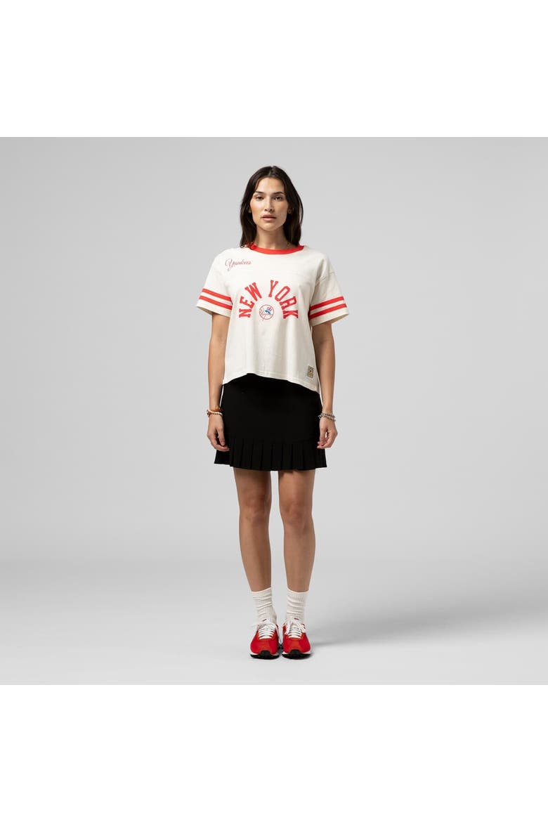 Women's Mitchell & Ness  Cream New York Yankees Cooperstown Collection Cropped Yoke T-Shirt, Alternate, color, Cream