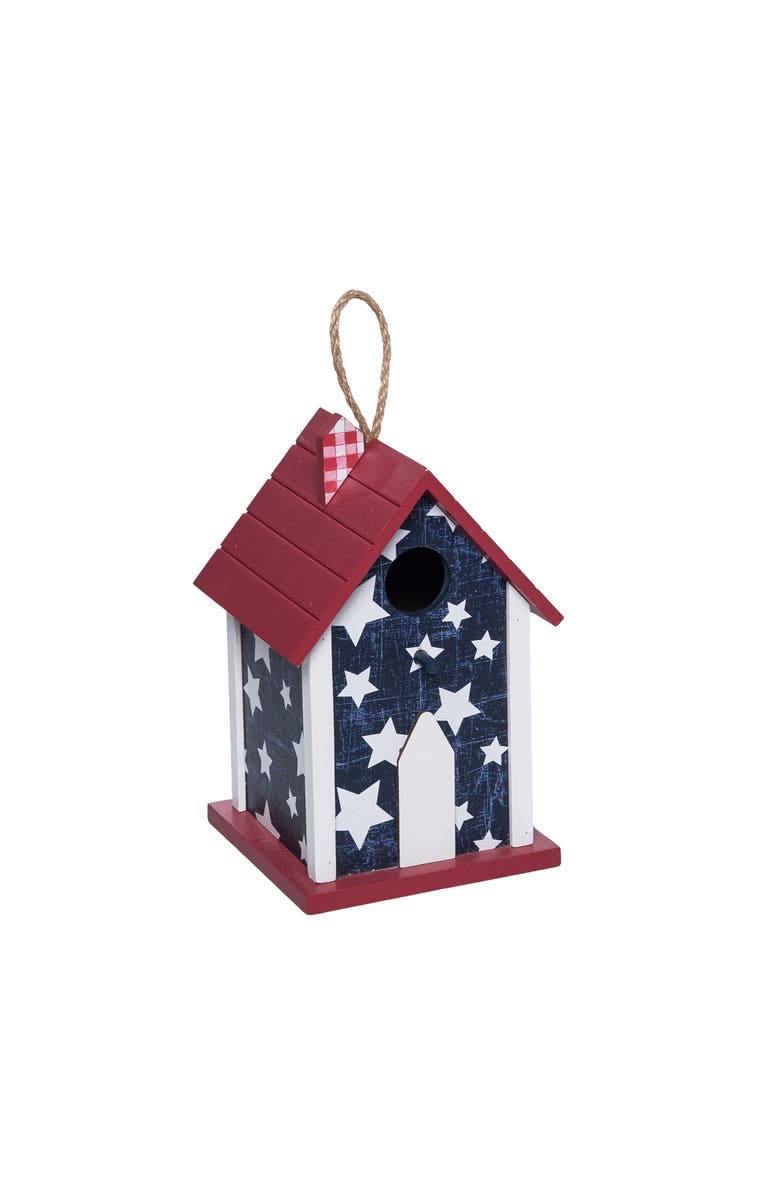 Transpac MDF Patriotic Birdhouse Multicolored for Spring Home Decor, Main, color, Multicolored