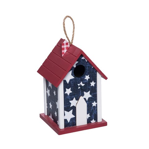 MDF Patriotic Birdhouse Multicolored for Spring Home Decor