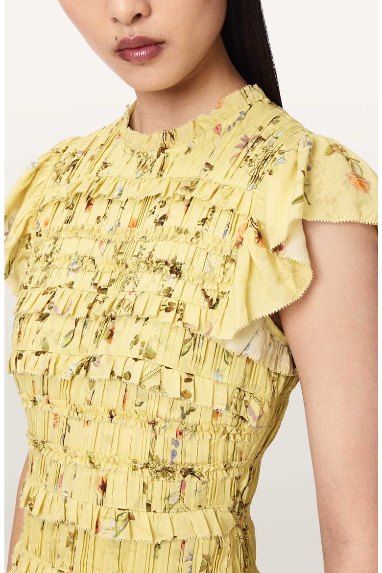 Lauren Floral Smock Bodice Minidress, Alternate, color, CARMEL PALE YELLOW