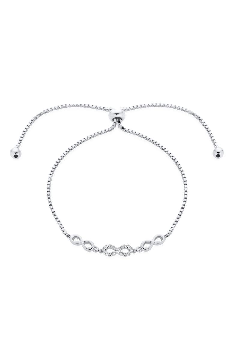 BLING JEWELRY Infinity Charm Bolo Bracelet, Main, color, 