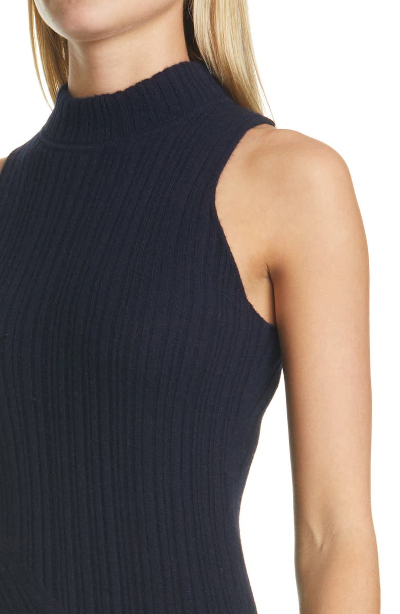 Vince Diagonal Rib Sleeveless Wool & Cashmere Dress, Alternate, color, 