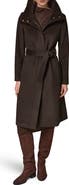 Donna Karan New York Belted Funnel Neck Wool Blend Coat