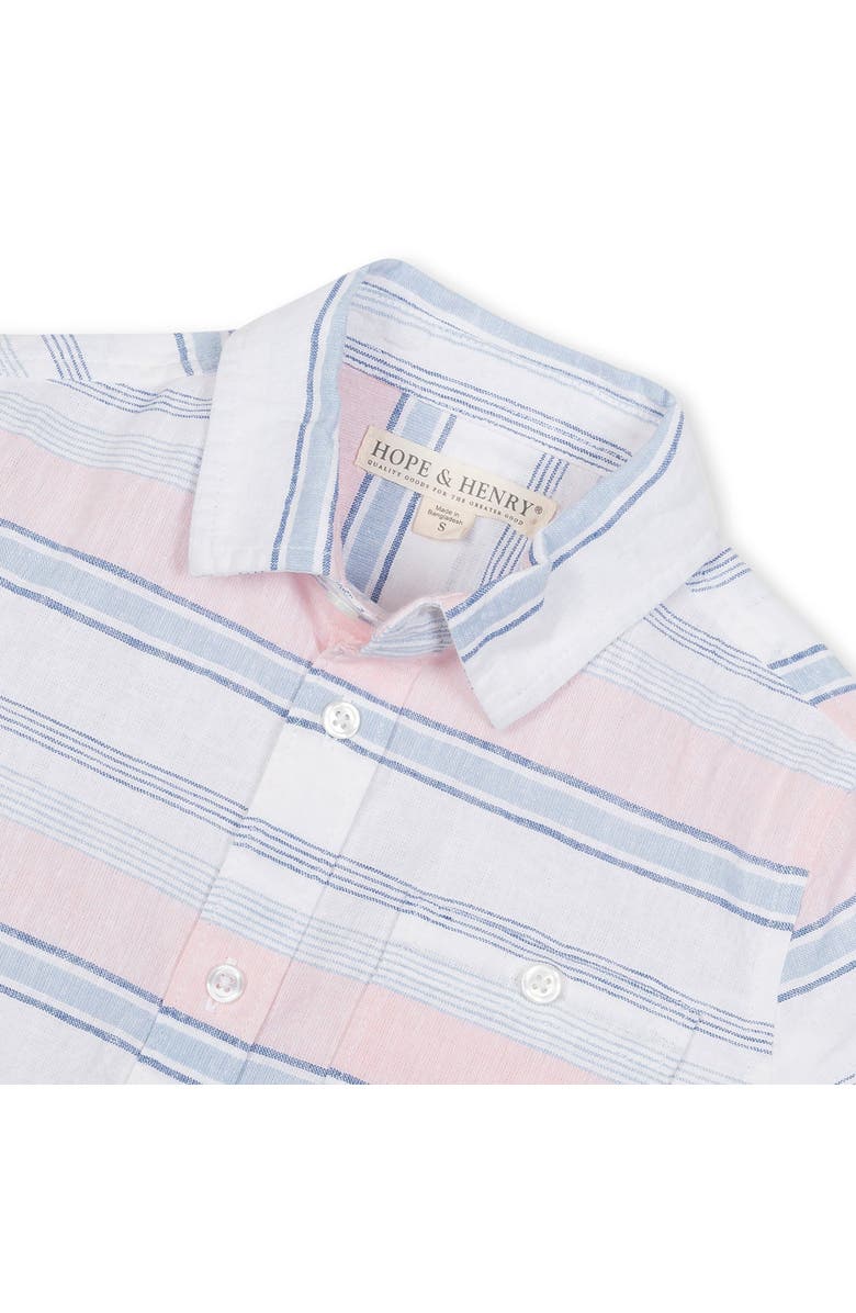 Hope & Henry Boys' Linen Short Sleeve Button Down Shirt, Infant, Alternate, color, English Variegated Stripe