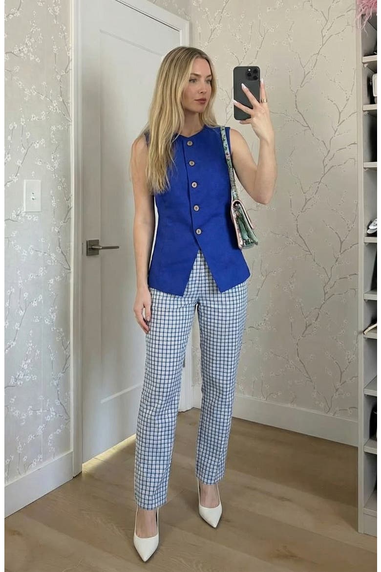Sleeveless Asymmetrical Tailored Vest, Alternate, color, Royal Blue