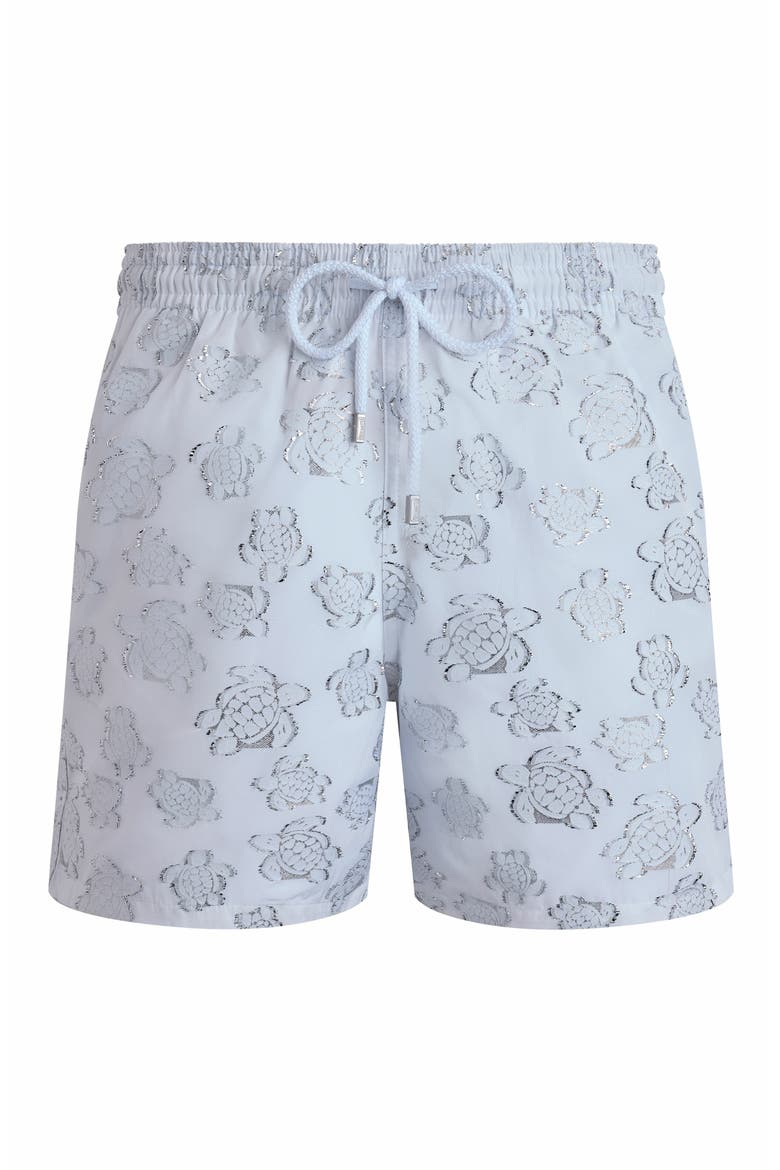 Men's Jacquard Ronde des Tortues Swim Trunks, Alternate, color, OFF WHITE