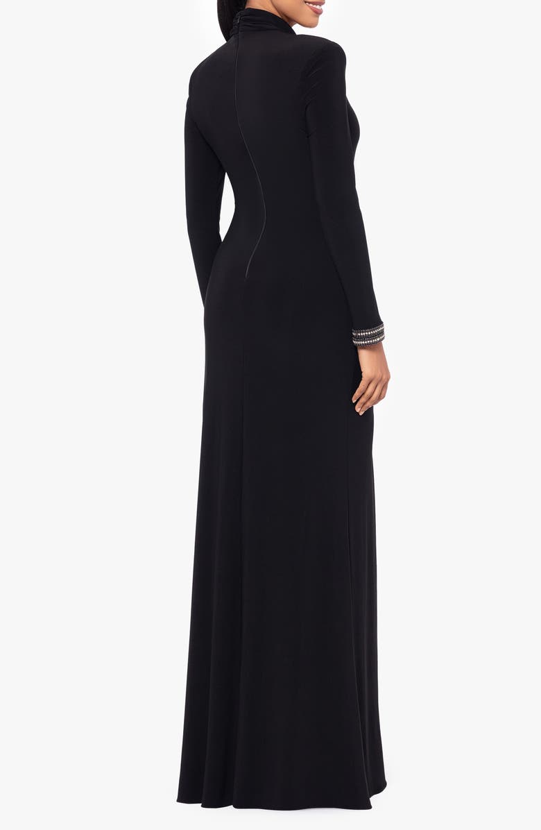 Betsy & Adam Long Sleeve Crystal Cuff Gown, Alternate, color, 