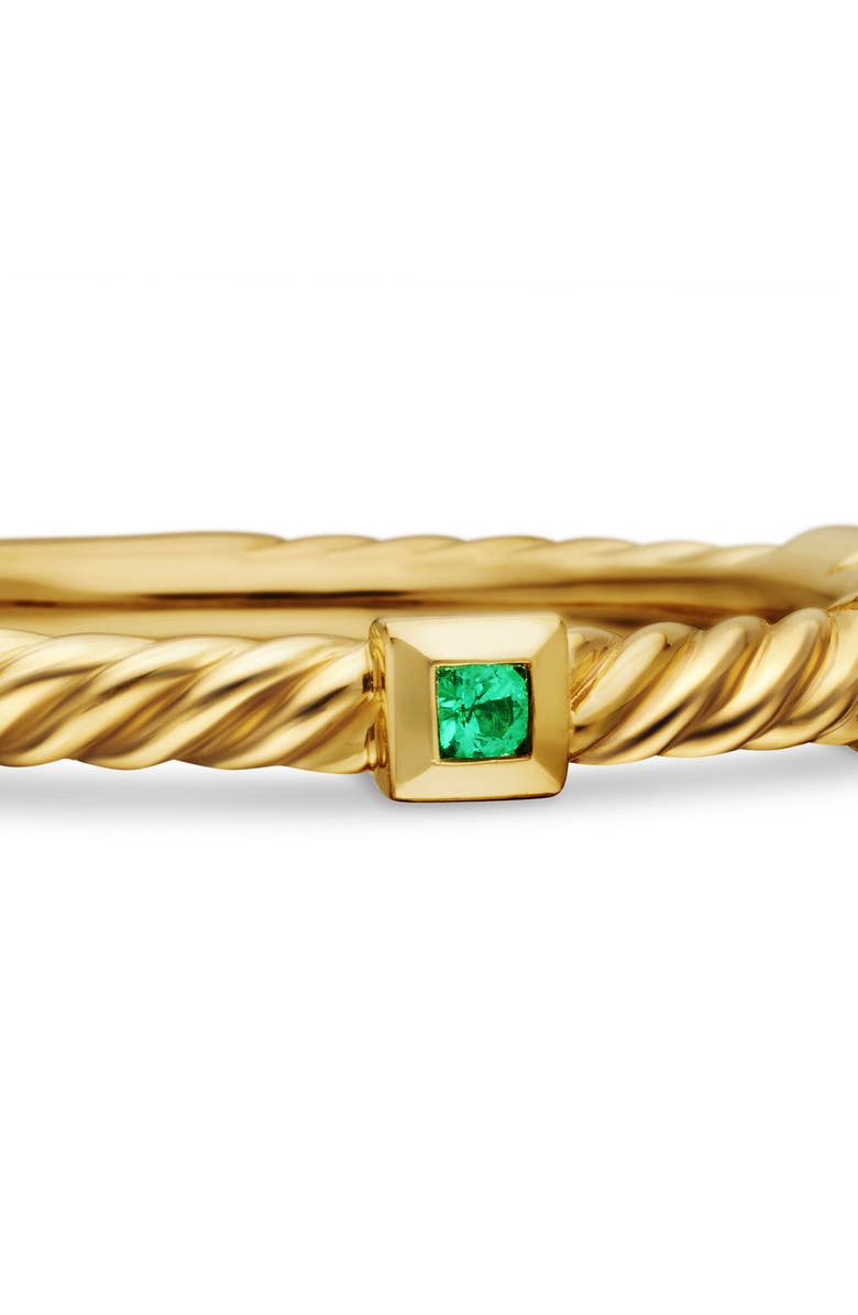 David Yurman Cable Collectibles<sup>®</sup> Stack Ring in 18K Yellow Gold with Emeralds, Alternate, color, Emerald 18K Yellow Gold