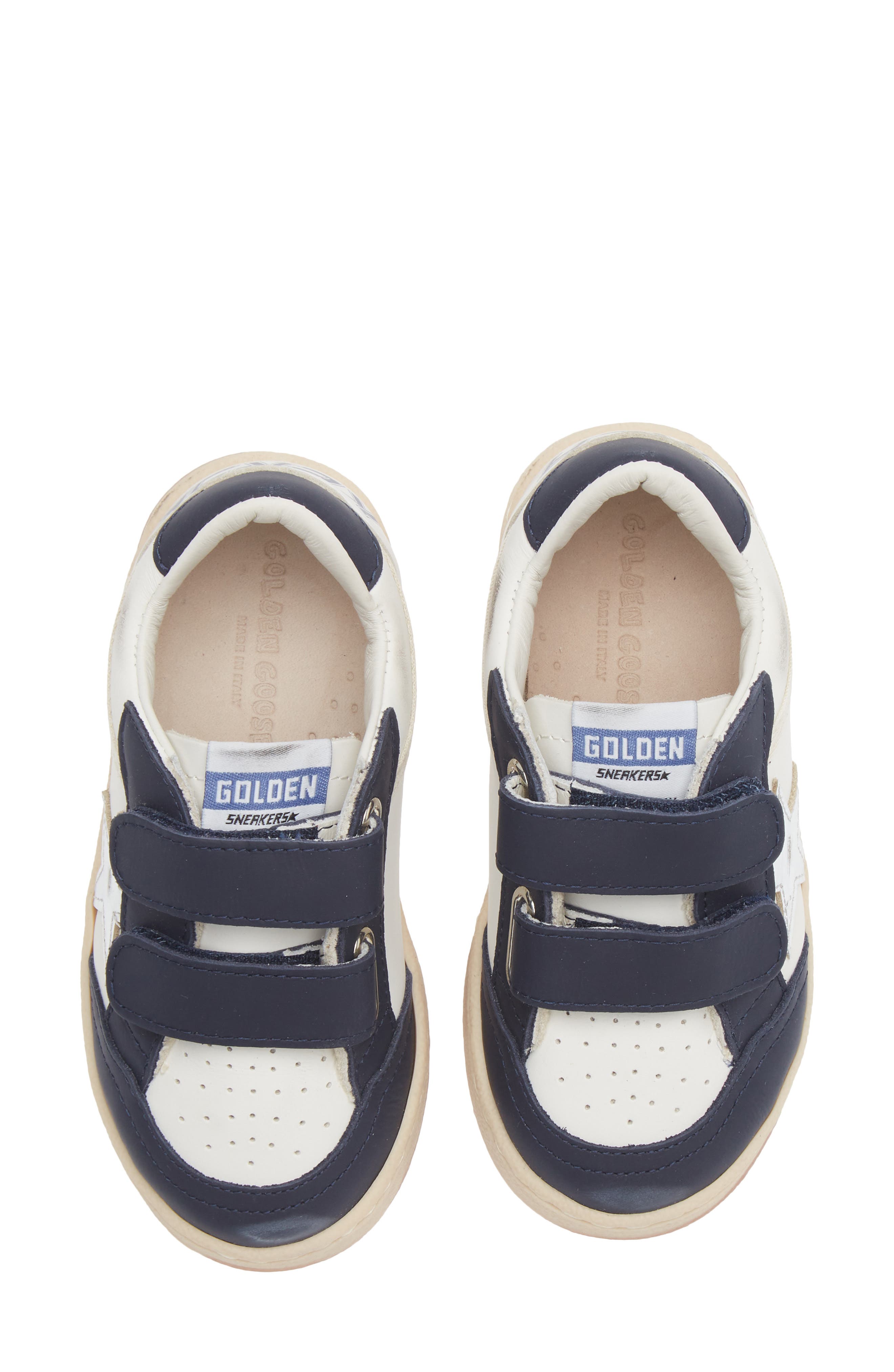 Kids' Ball Star Sneaker, Alternate, color, WHITE/ SILVER/ DARK BLUE