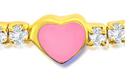 Simona Enamel Heart Cubic Zirconia Tennis Anklet In Gold