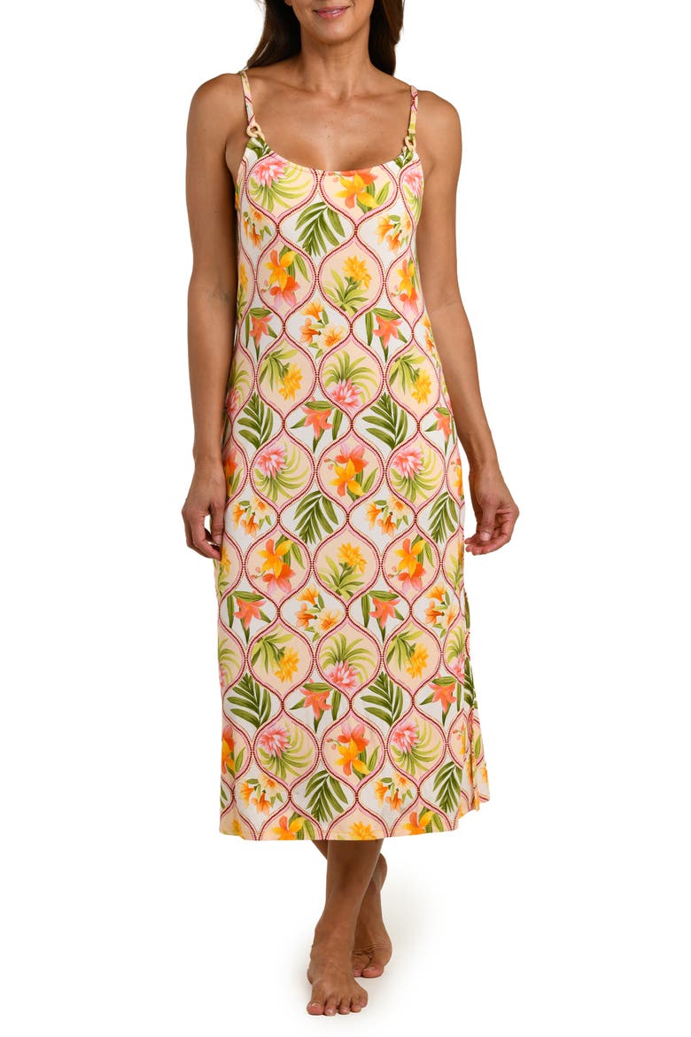 Palm Cover-Up Dress, Main, color, WHITE MULTI