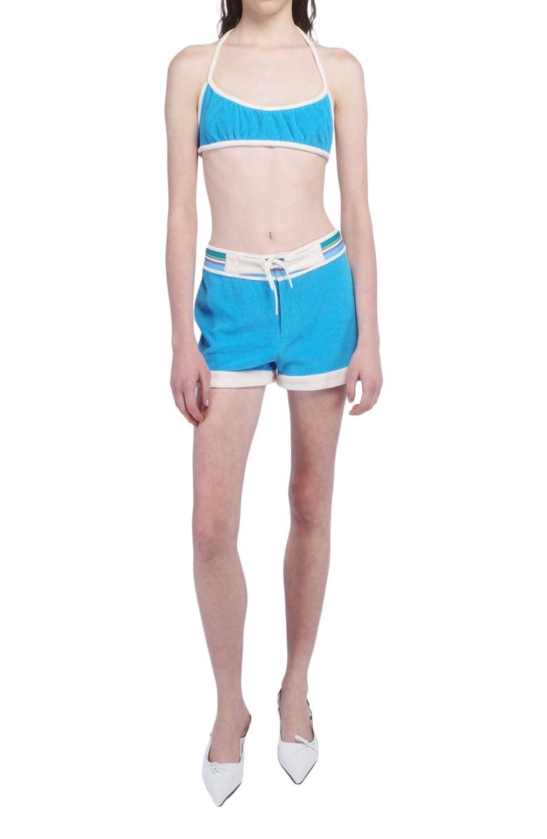 Anna Sui Cabana Terry Shorts, Alternate, color, Ocean Blue