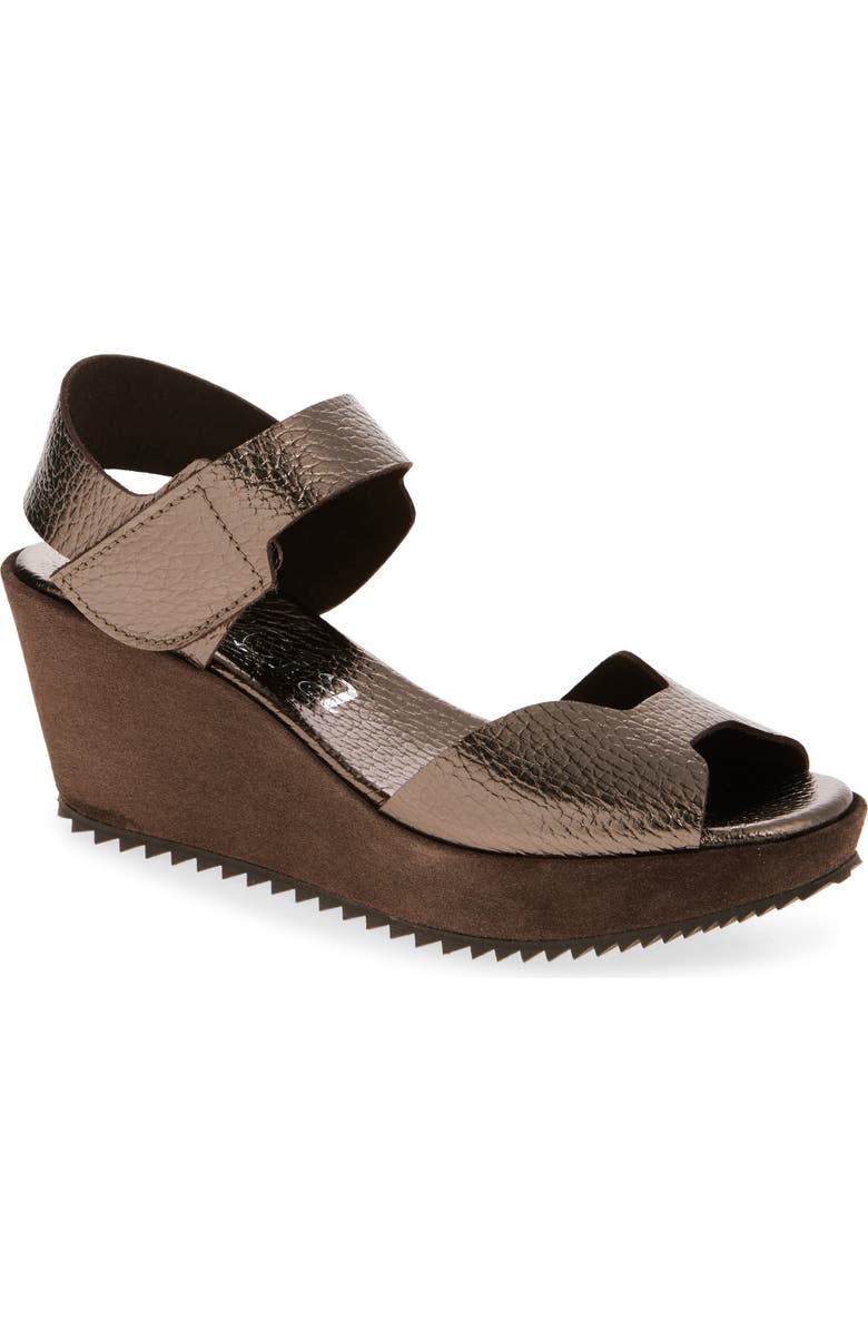 Pedro Garcia Fama Water Resistant Ankle Strap Platform Sandal, Main, color, Cafe Cervo Lame