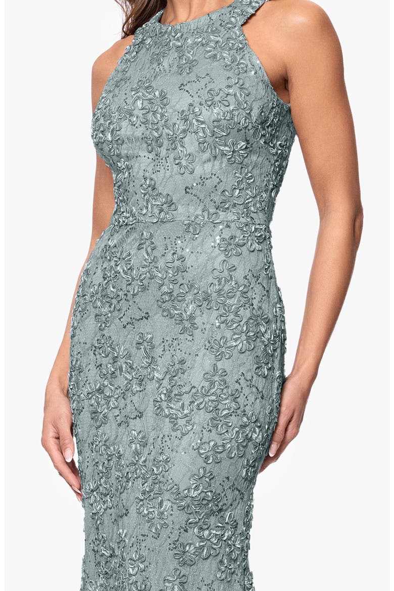 Sequin Soutache Sleeveless Sheath Gown, Alternate, color, SAGE