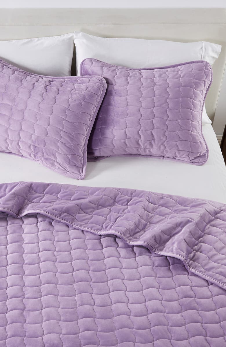 Woven & Weft Velvet Box Stitch Quilt Set, Alternate, color, Lavender