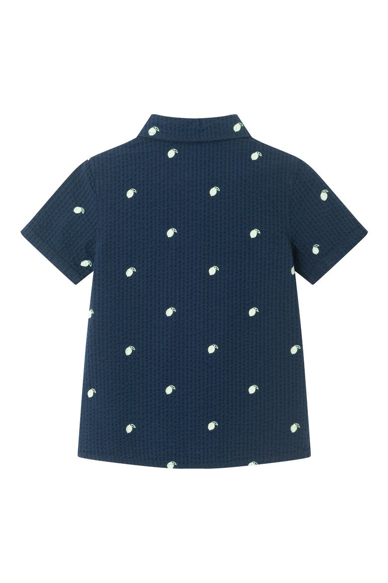 Kids' Short Sleeve Cotton Button Down Shirt, Alternate, color, NAVY