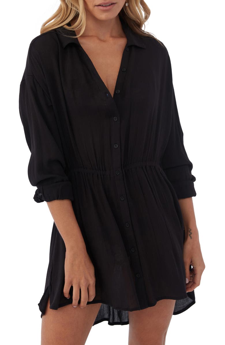 O'Neill Cami Long Sleeve Cover-Up Shirtdress, Alternate, color, 