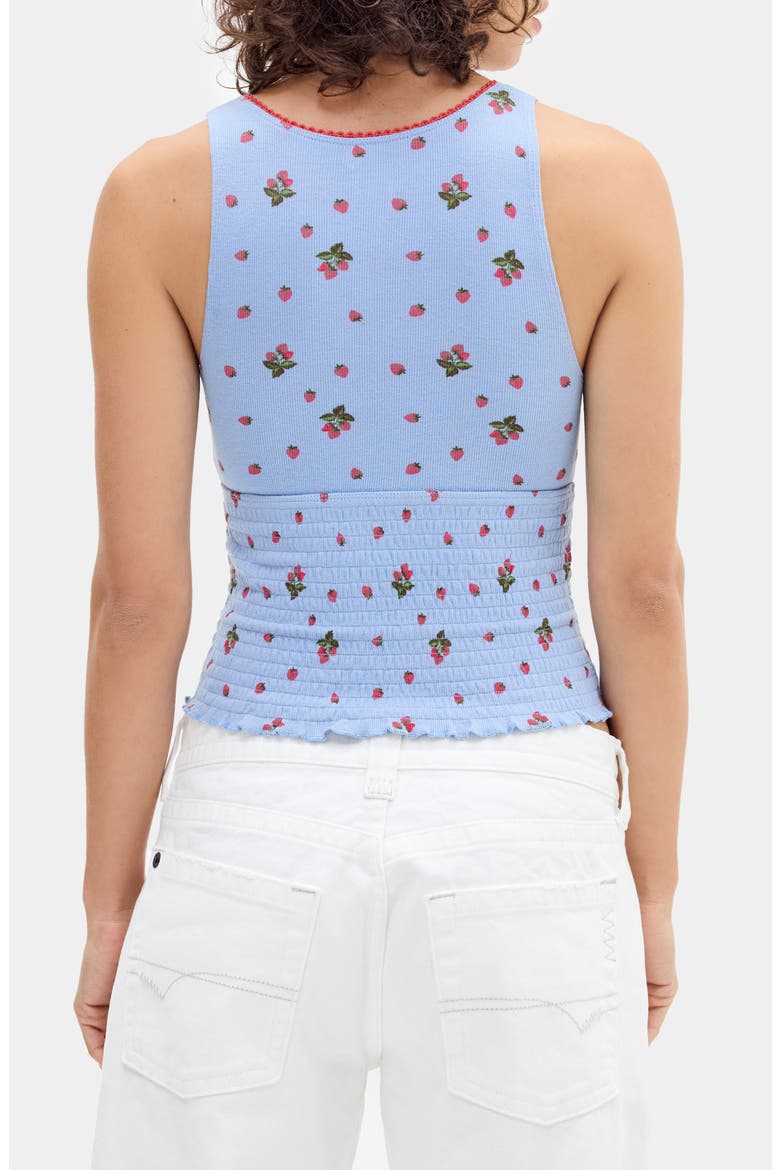 Verity Smocked Crop Tank, Alternate, color, BLUE/ STRAWBERRY PRINT
