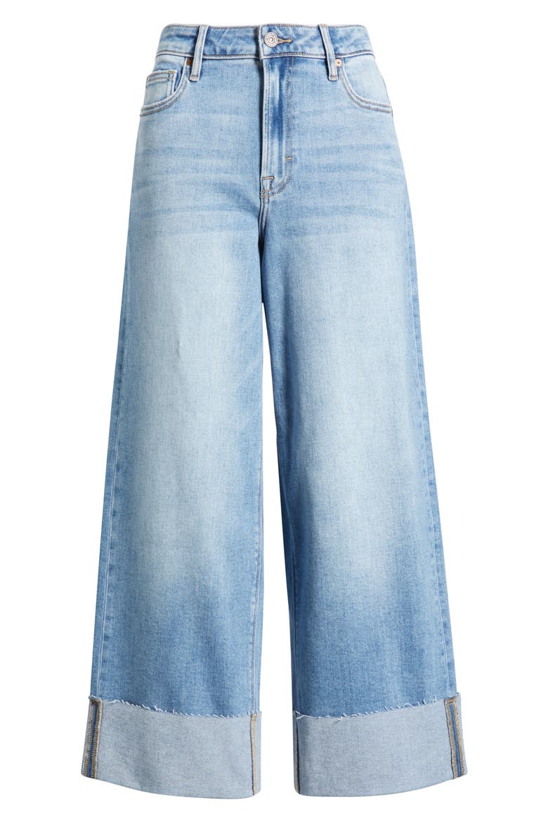 Cuffed High Waist Ankle Wide Leg Jeans, Alternate, color, MED.WASH