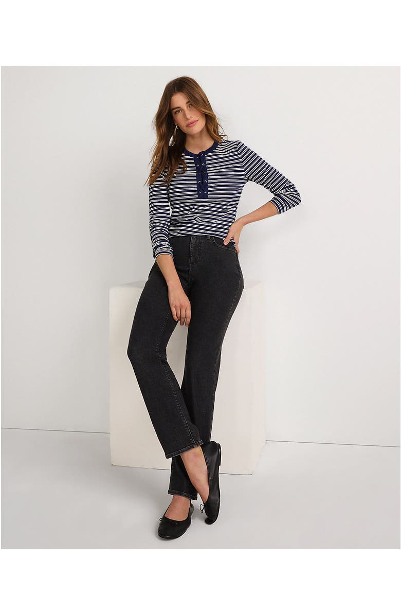 Lands' End Recover High Rise Straight Leg Blue Jeans, Alternate, color, Black Stone Wash