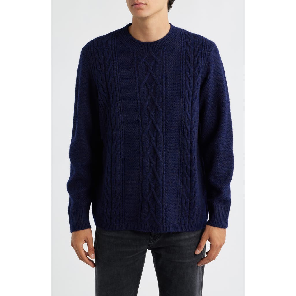 Wax London Hyatt Brushed Cable Crewneck Sweater in Navy  product