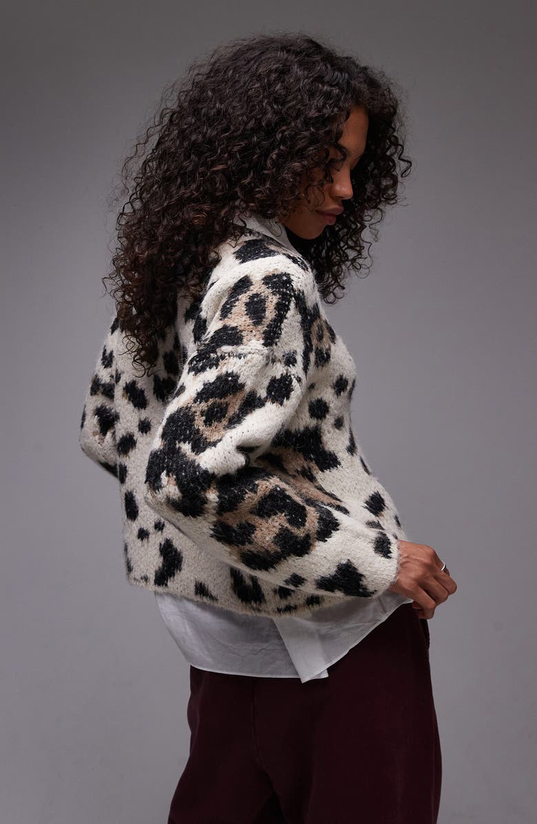 Topshop Animal Spot Relaxed Sweater, Alternate, color, 