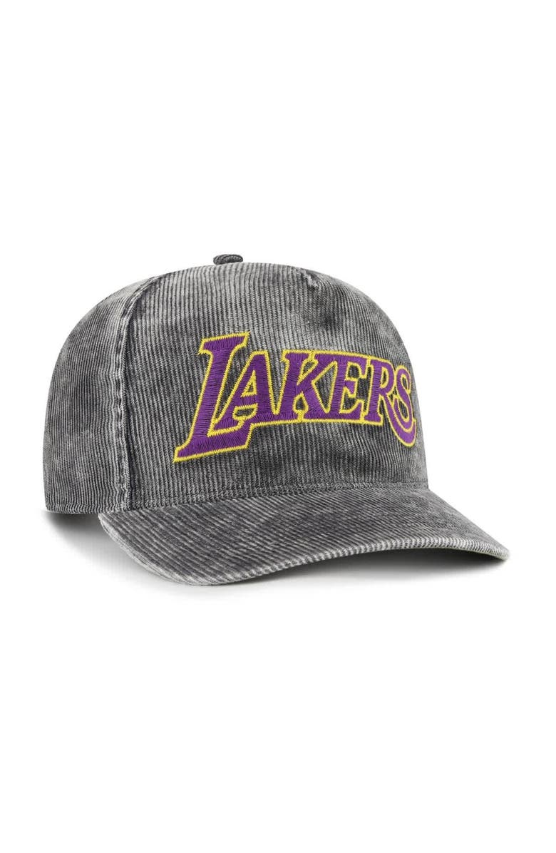 '47 Men's '47  Charcoal Los Angeles Lakers Reclaim Snow Wash Corduroy Adjustable Hitch Hat, Alternate, color, Charcoal
