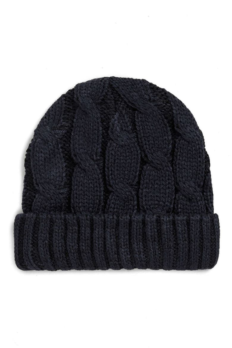 Cable Knit Cap, Main, color, DARK BLUE