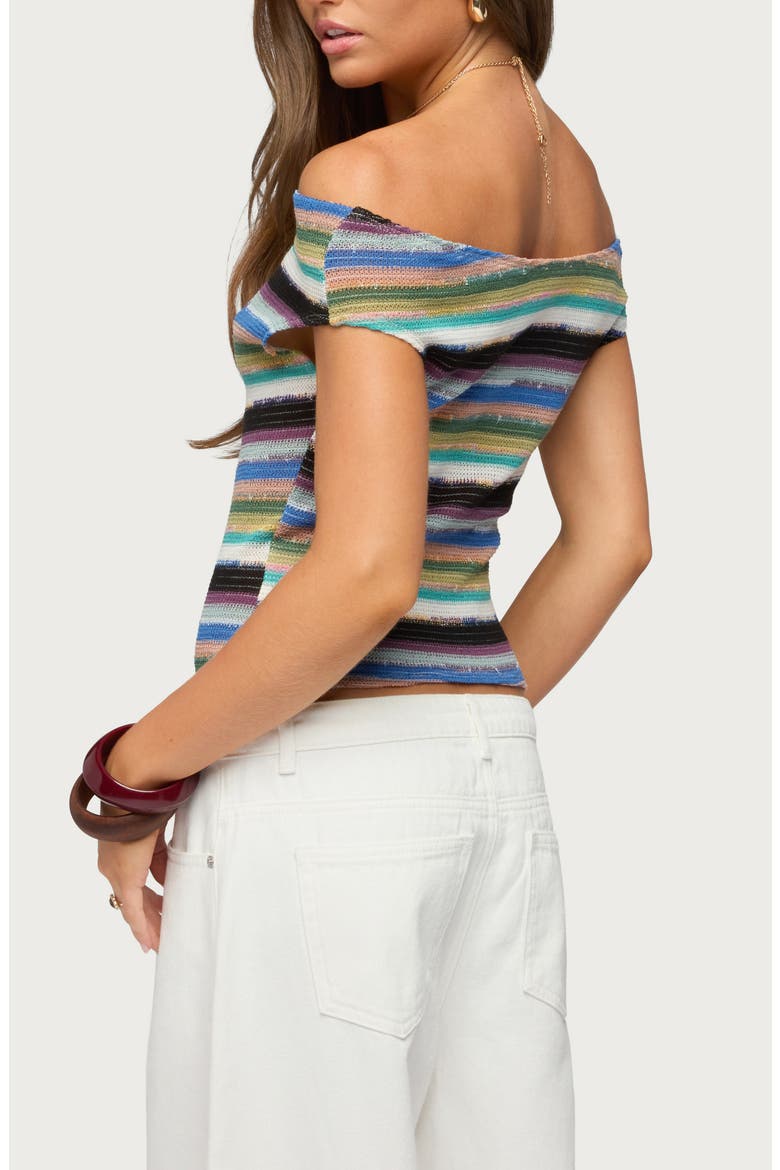 Irenea Striped Off the Shoulder Knit Top, Alternate, color, MULTI