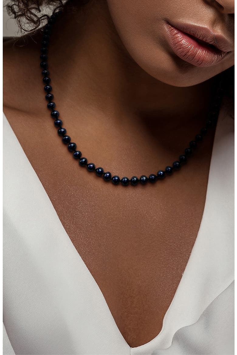 Cultured Black Pearl Necklace, 5–5.5mm, Alternate, color, BLACK