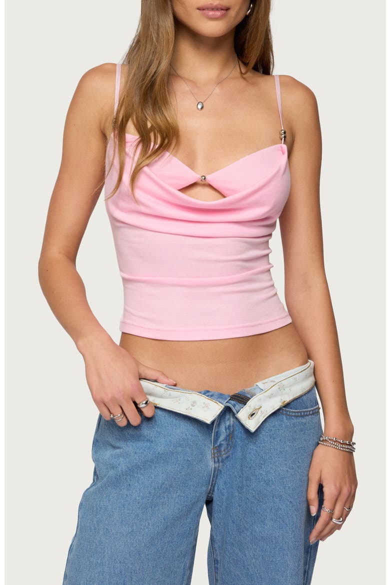 Cowl Neck Halter Crop Top, Main, color, PINK