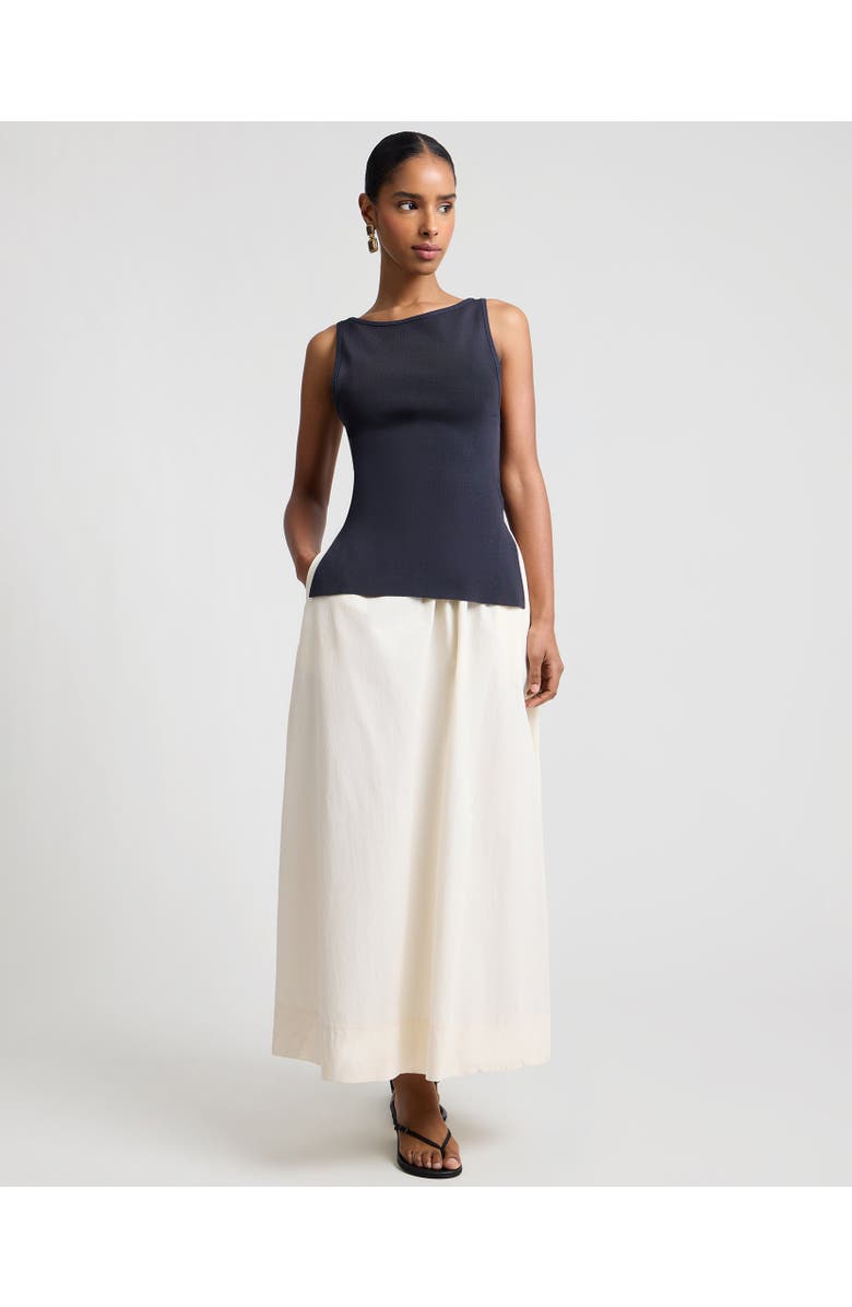 Onia Boatneck Mix Media Dress, Main, color, Black/Ivory