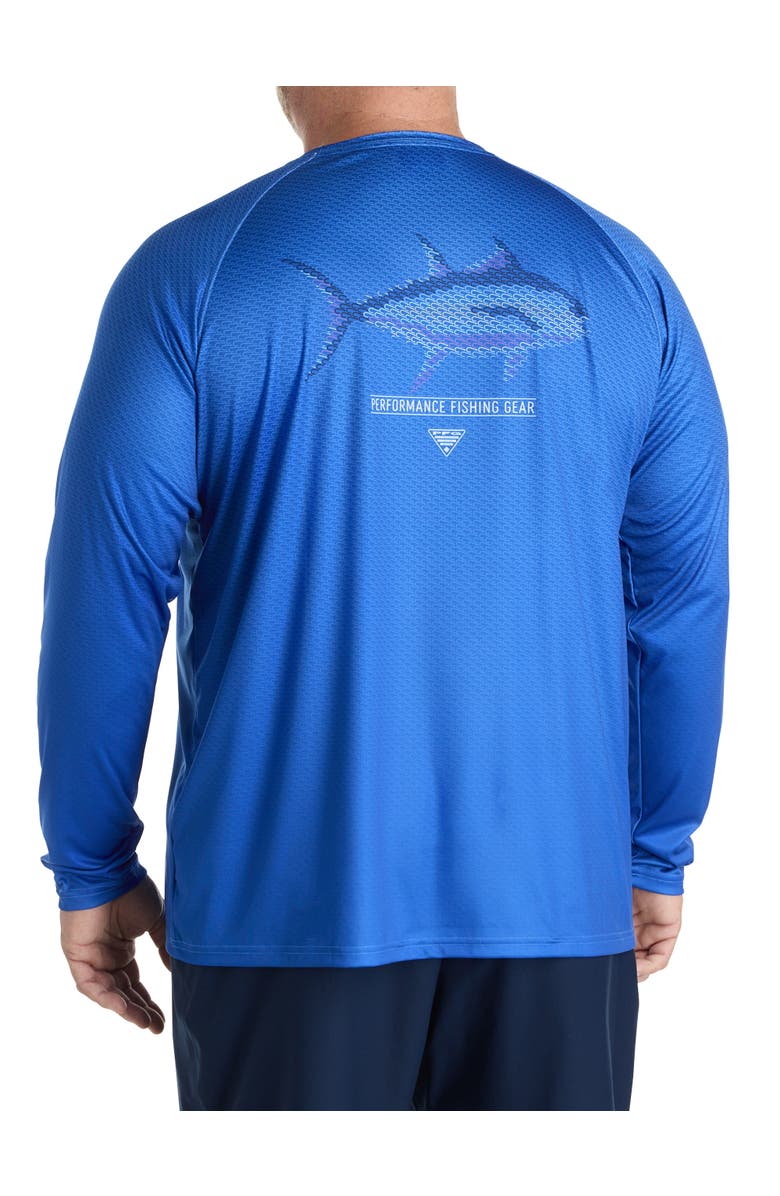 Columbia Big & Tall PFG Super Terminal Tackle Fish Fade Long-Sleeve T-Shirt, Alternate, color, Vivid Blue