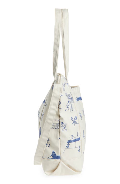 Palmes Court Print Tote Bag In Off White