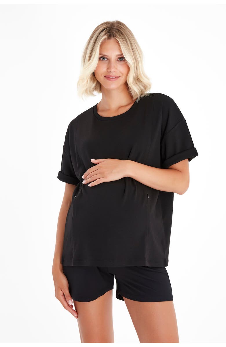 Accouchée Anytime Anywhere Side Zip Maternity/Nursing T-Shirt, Alternate, color, Black