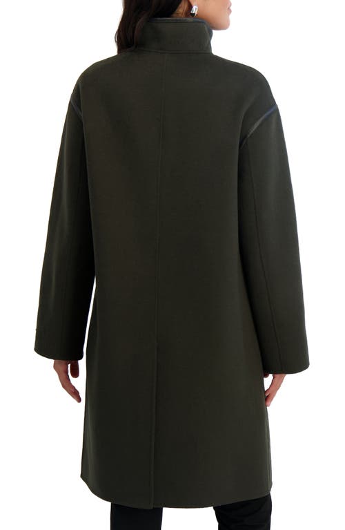 Tahari Sydney Wool Blend Longline Coat In Green