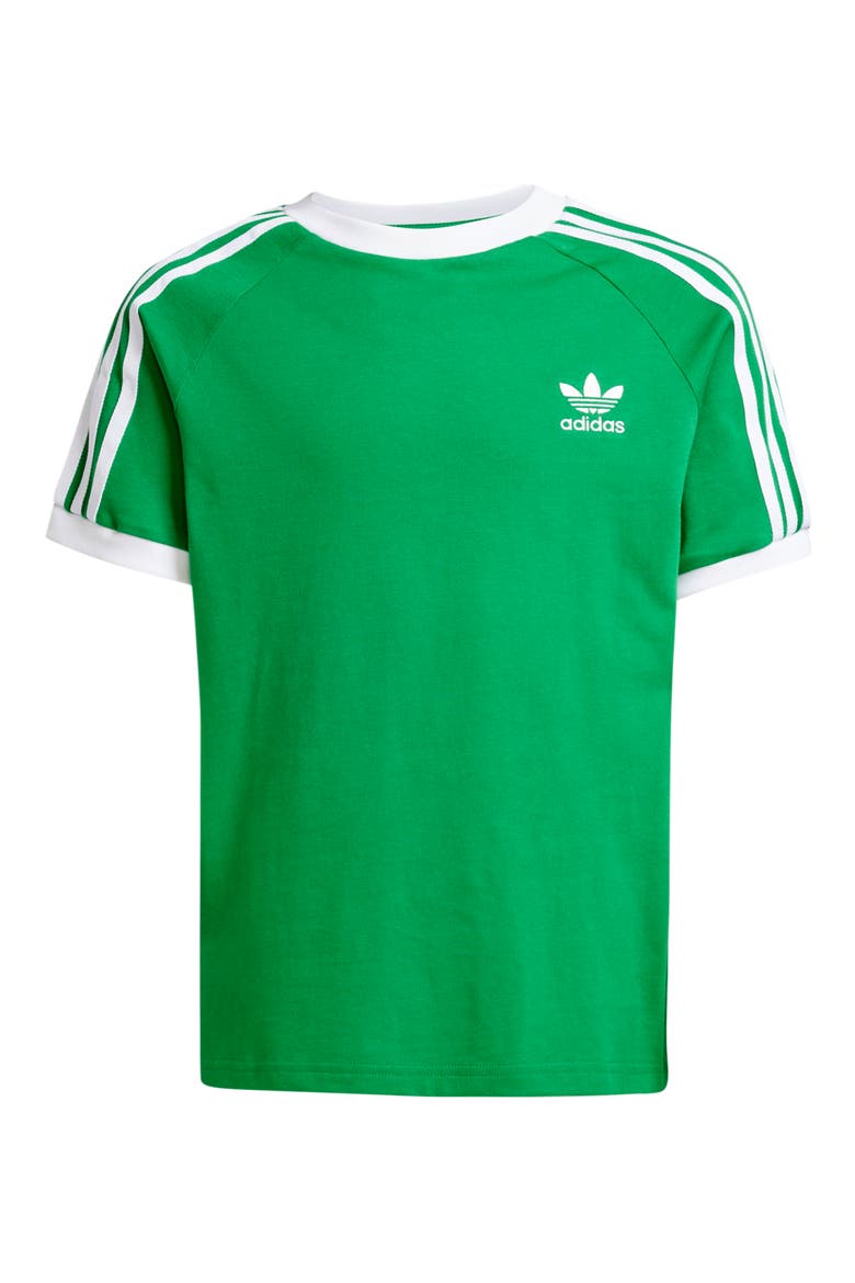 Kids' 3-Stripes Cotton T-Shirt, Main, color, GREEN